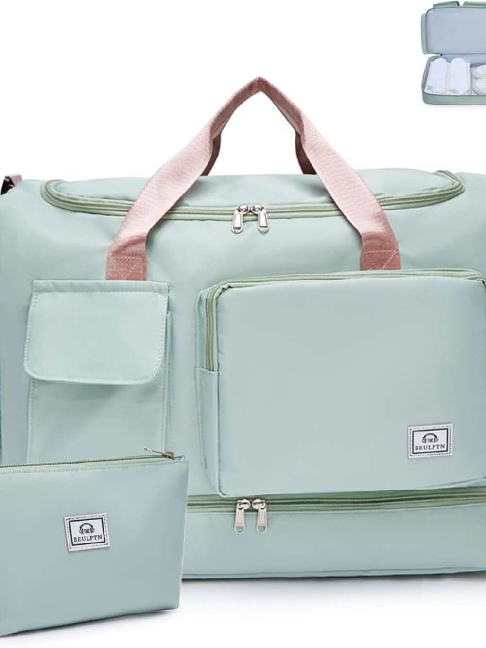 Large Travel Duffle Bag, Carry On Weekender Bag with Shoe Compartment, Gym Tote - Picture 1 of 7
